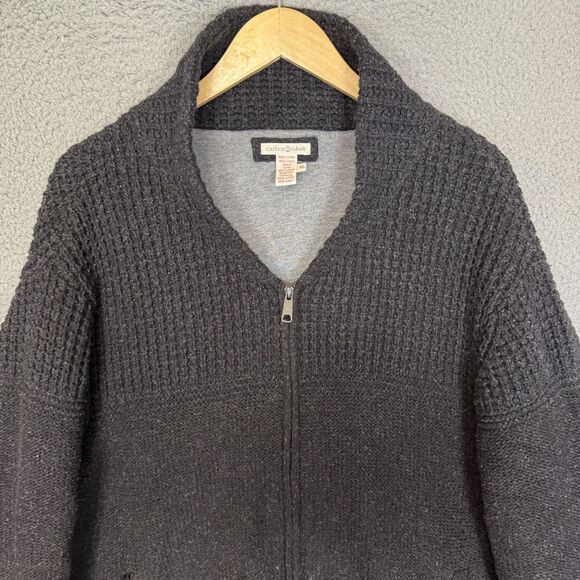 Carbon 2‎ Cobalt Sweater Men's XL Grey Foundry Full Zip Heavyweight Knit - Picture 2 of 6